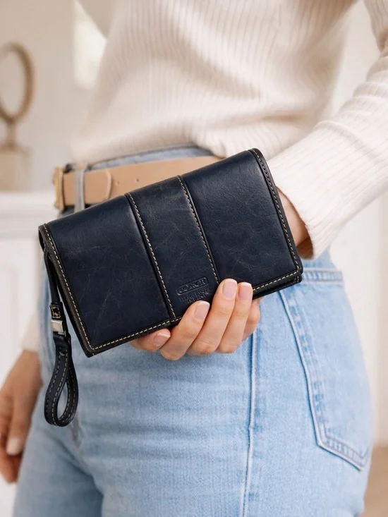 Coach Legacy Blue Leather Wallet USA vintage Clutch Y2K - Picture 3 of 12